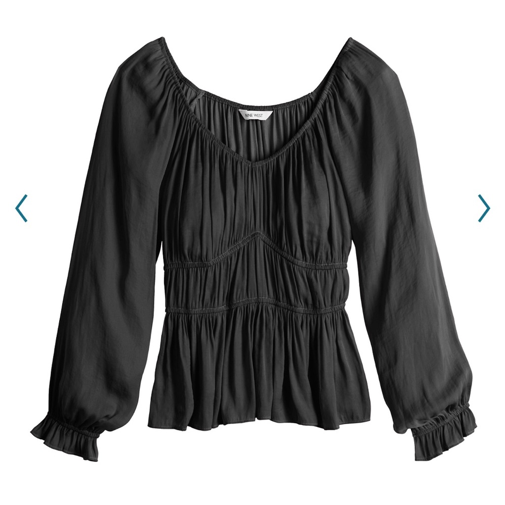 NWT Nine West Long Sleeve Sweetheart Peplum Blouse